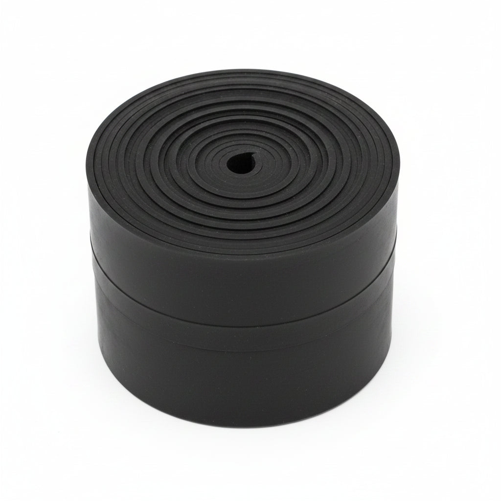 Black rubber floss band on a white background