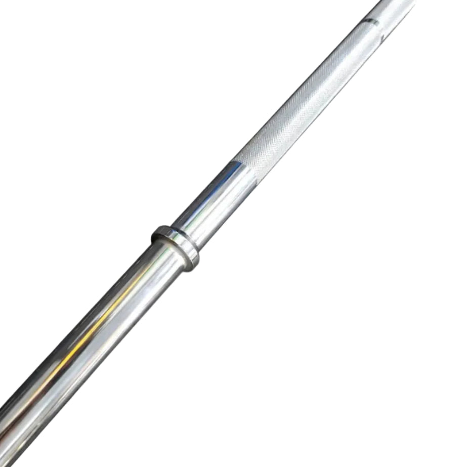 Metallic rod with a cylindrical design on a white background