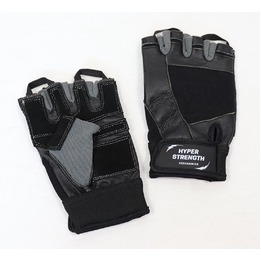 Hyper Strength Leather Gym Glove Black/Grey Small