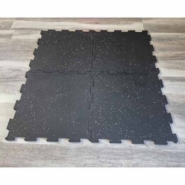 500mm x 500mm x 15mm Interlocking Rubber Tiles - Grey Fleck