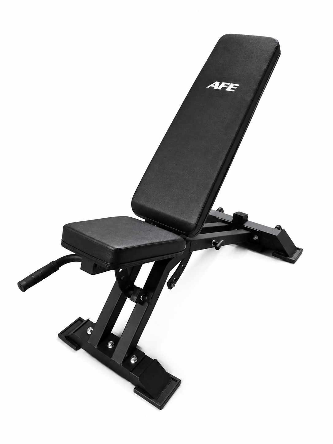 Black weight bench with 'AFE' branding on a white background