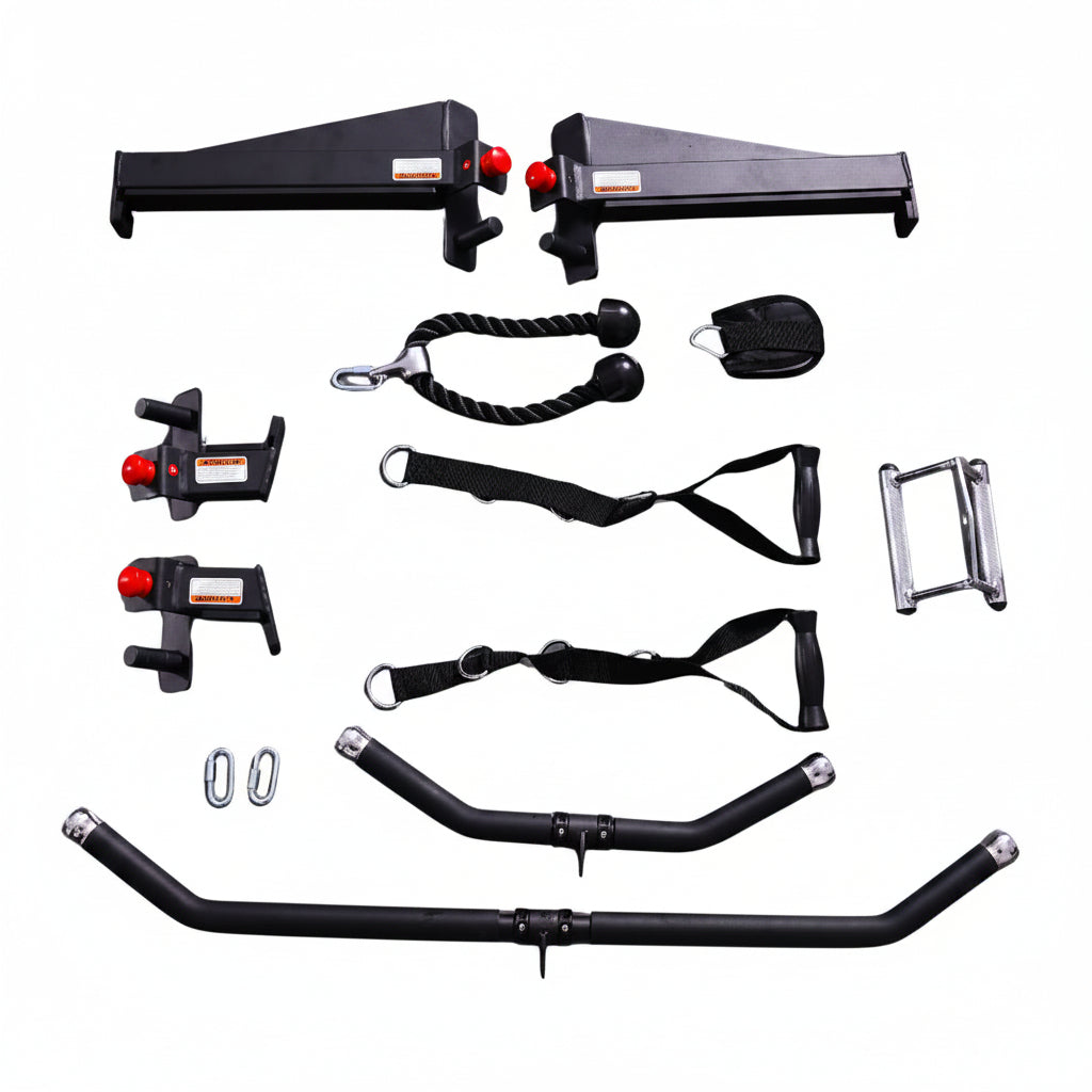 Collection of black automotive accessories on a white background