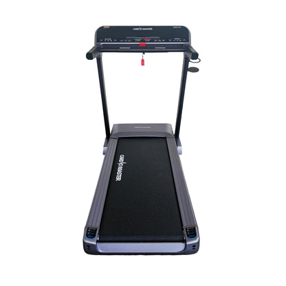 A compact folding treadmill with a black running belt and dark gray frame, featuring the brand name 'BESPOKE' printed on the side, shown against a plain white background.