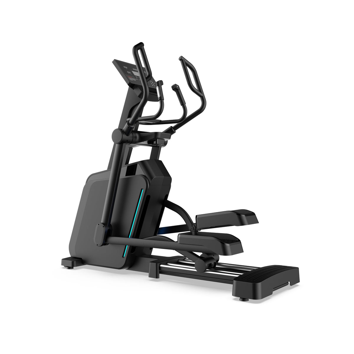 GymKing E600 commercial elliptical cross trainer in black with LED console and moving handlebars