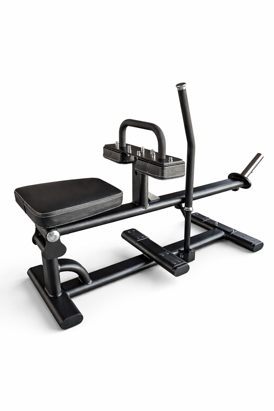 Black exercise machine on a white background
