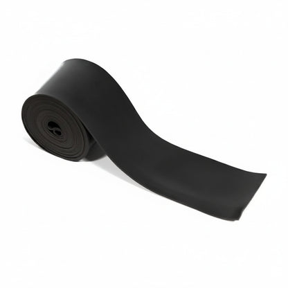 Roll of black band floss tape on a white background