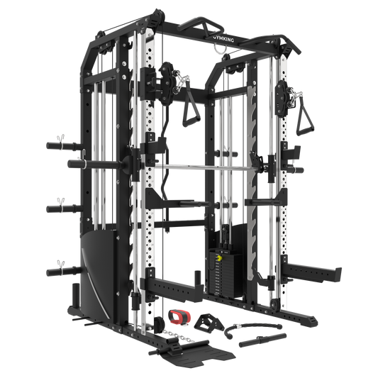 GymKing X3 Pro Multi Functional Trainer with Smith machine, dual 90kg weight stacks and included cable attachments