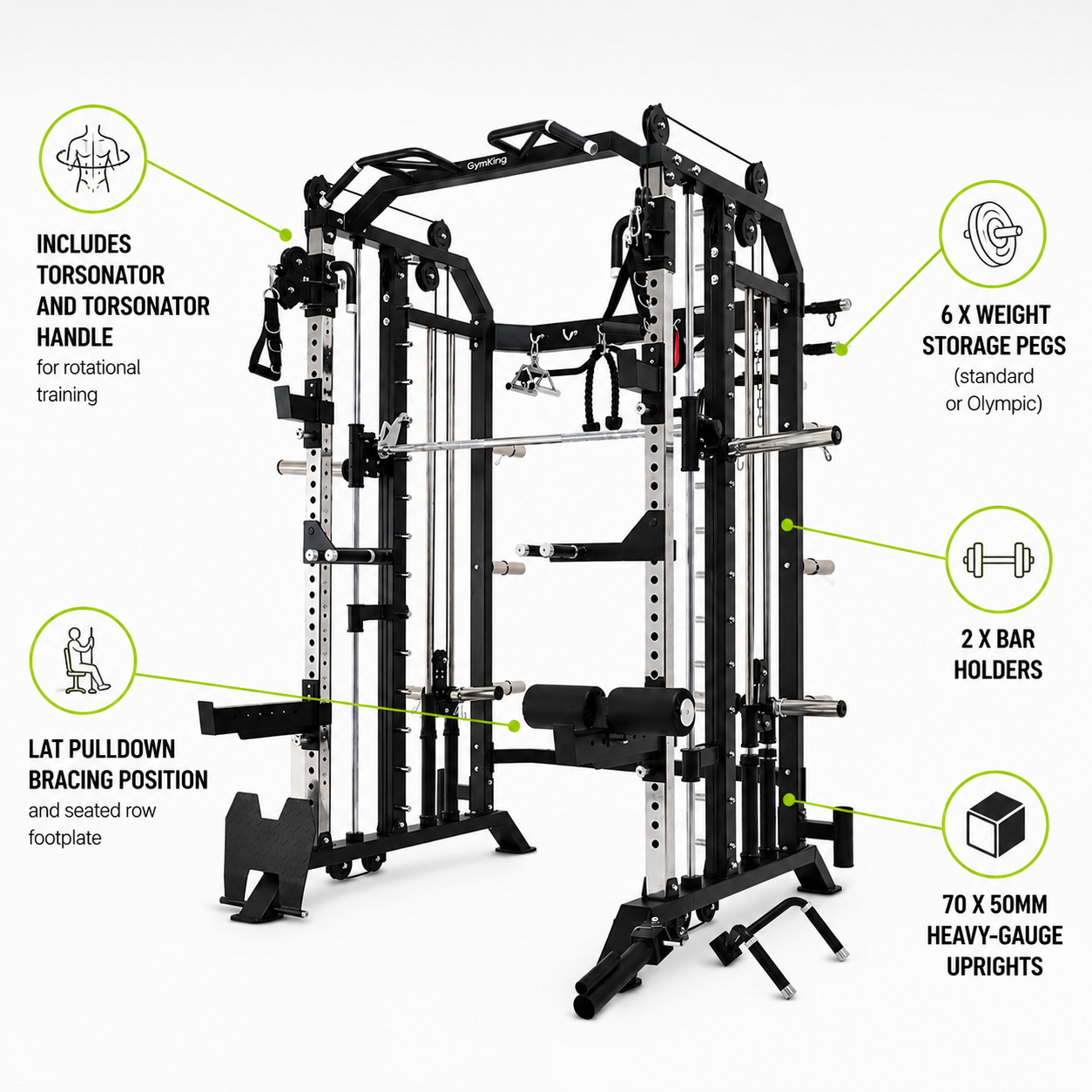 GymKing GK-7000 Commercial Multi Functional Trainer (Plate Loaded)