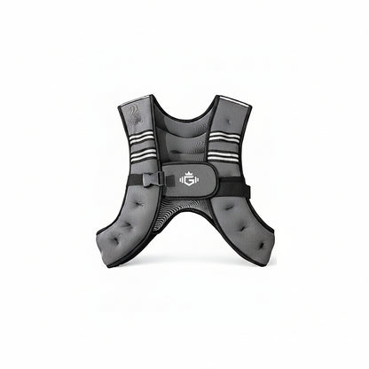 Gray weight vest with a brand logo on a white background