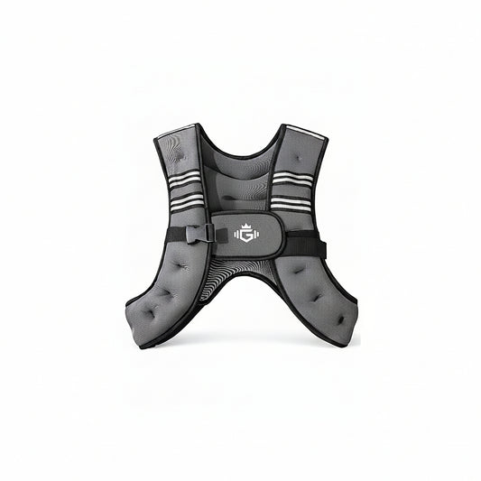 Gray weight vest with a brand logo on a white background