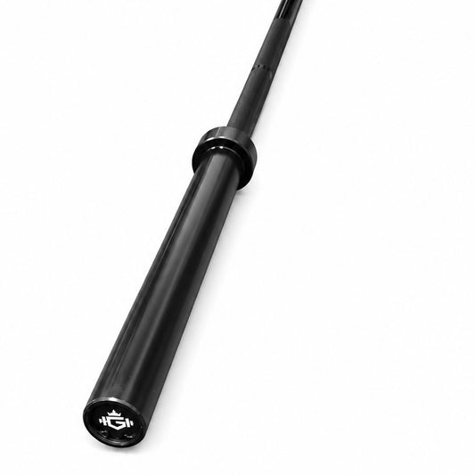 Black barbell on a white background