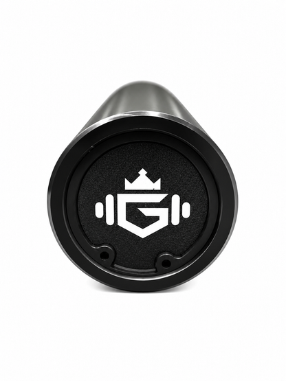 GymKing 7ft Olympic Bar – Black Zinc Sleeve and Bearing Detail