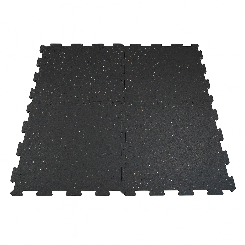 500mm x 500mm x 15mm Interlocking Rubber Tiles - Grey Fleck