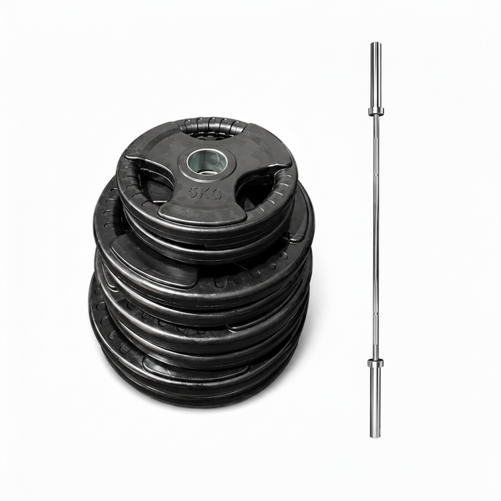 100kg Olympic Rubber Weight Package + 700lb Bar