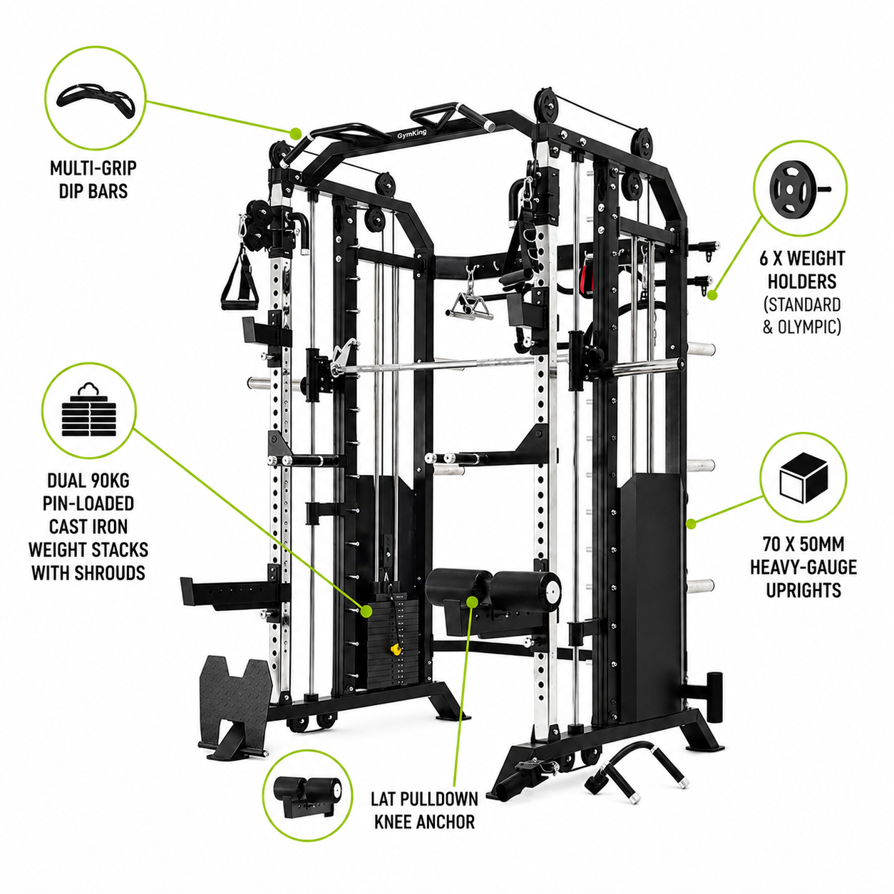 GymKing GK-6000 Commercial Multi Functional Trainer | Smith Machine & Functional Trainer