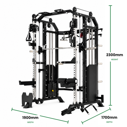 GymKing GK-6000 dimensions: 2300mm high, 1900mm wide, 1700mm deep