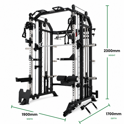 GymKing GK-7000 dimensions: 2300mm high, 1900mm wide, 1700mm deep