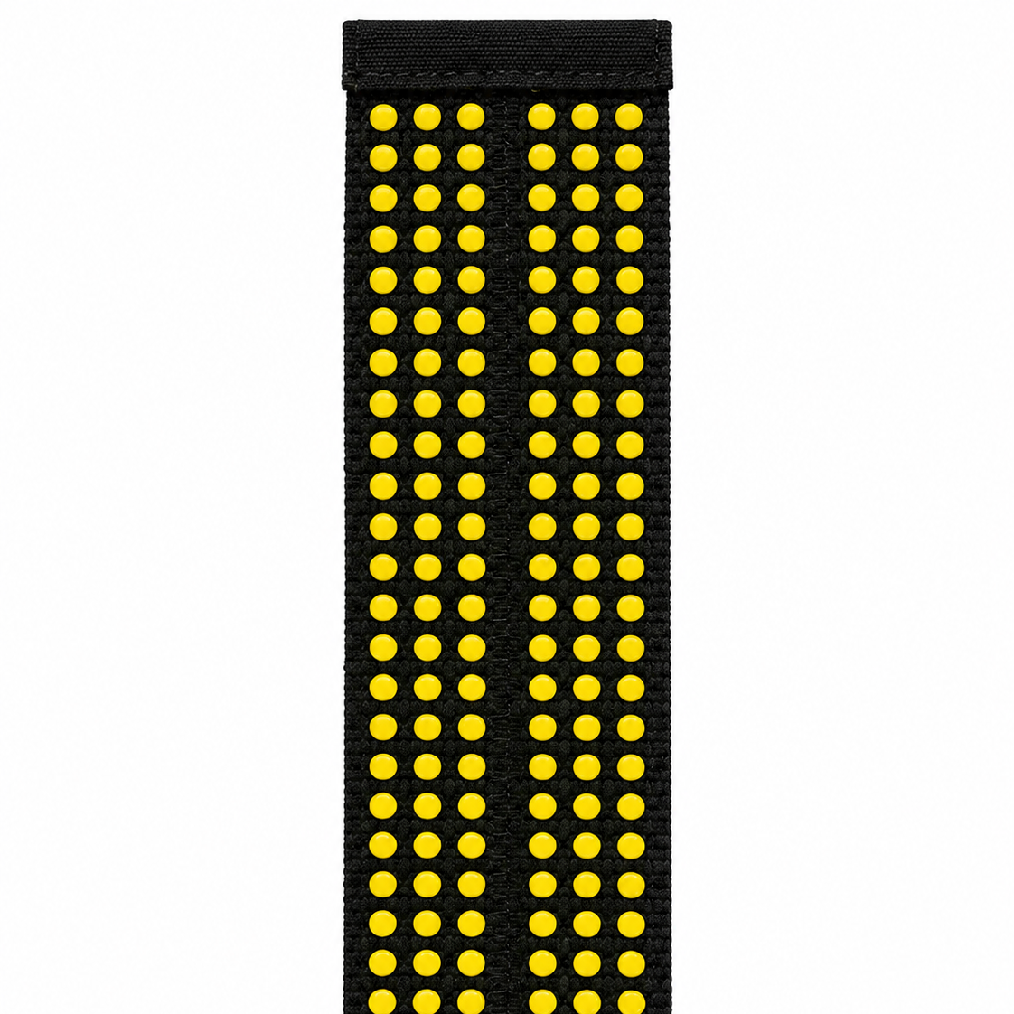 Close-up of yellow grip dots on Gymking single tail lifting straps