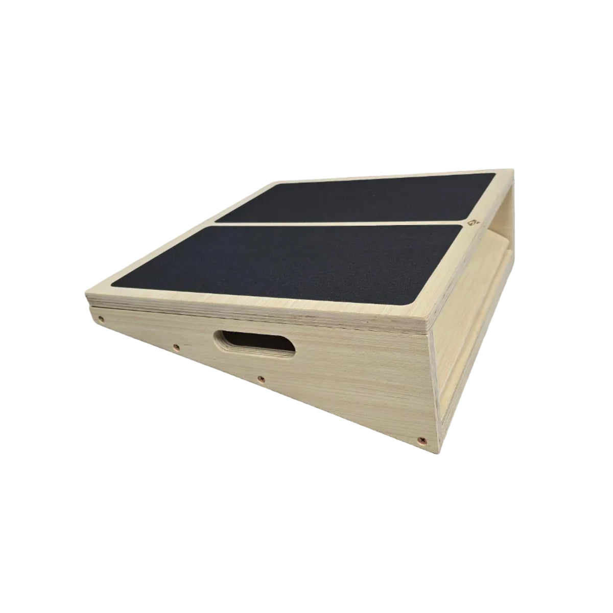 Wooden slant board folded down to the lowest wedge angle