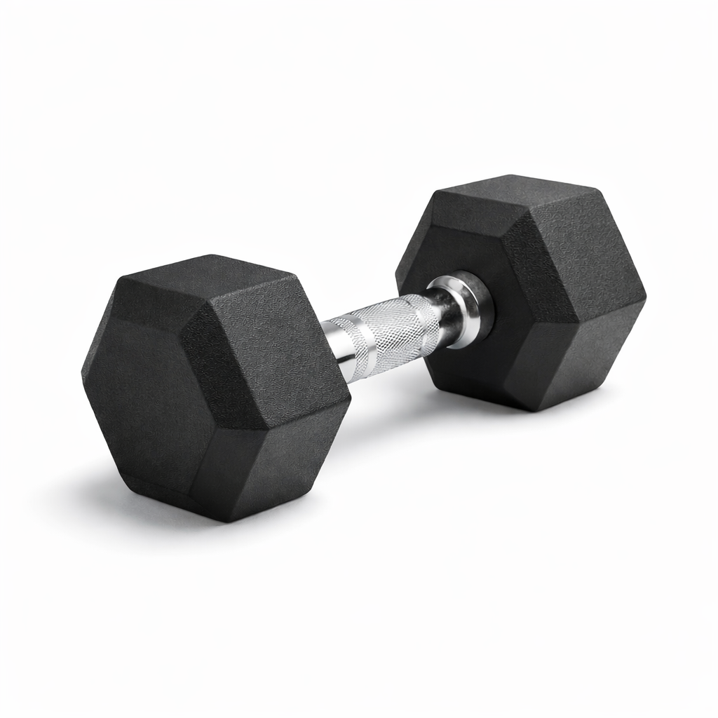 Rubber Hex Dumbbell kg – Black