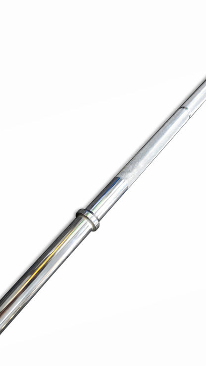 Metallic rod with a cylindrical design on a white background
